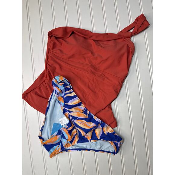 NWT Cupshe Two Piece Swimsuit Bikini One Shoulder Ruched Swim BUNDLE Size M - Picture 7 of 8